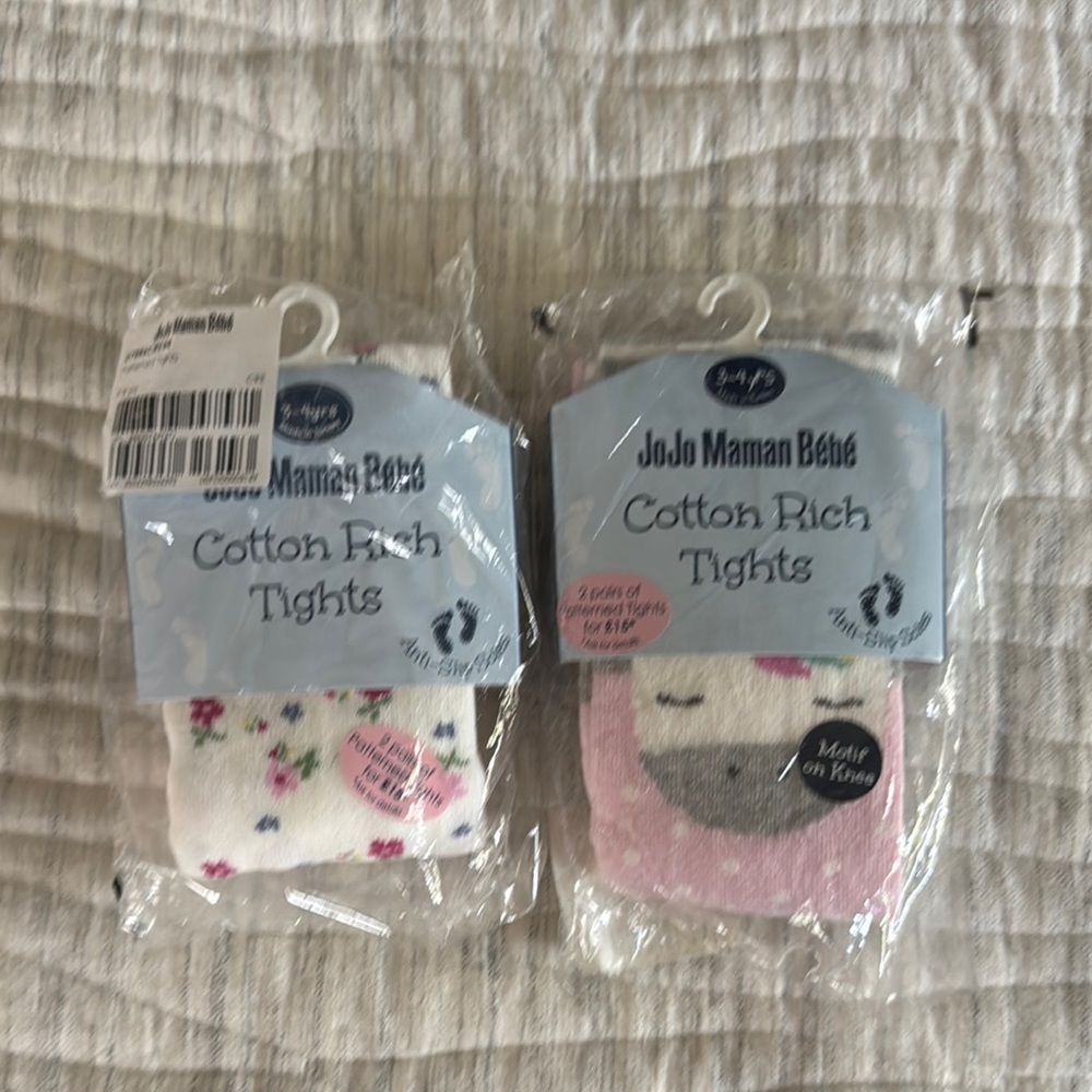 2x Jojo Maman Bébé Unicorn Cotton Rich Tights -3-4 years